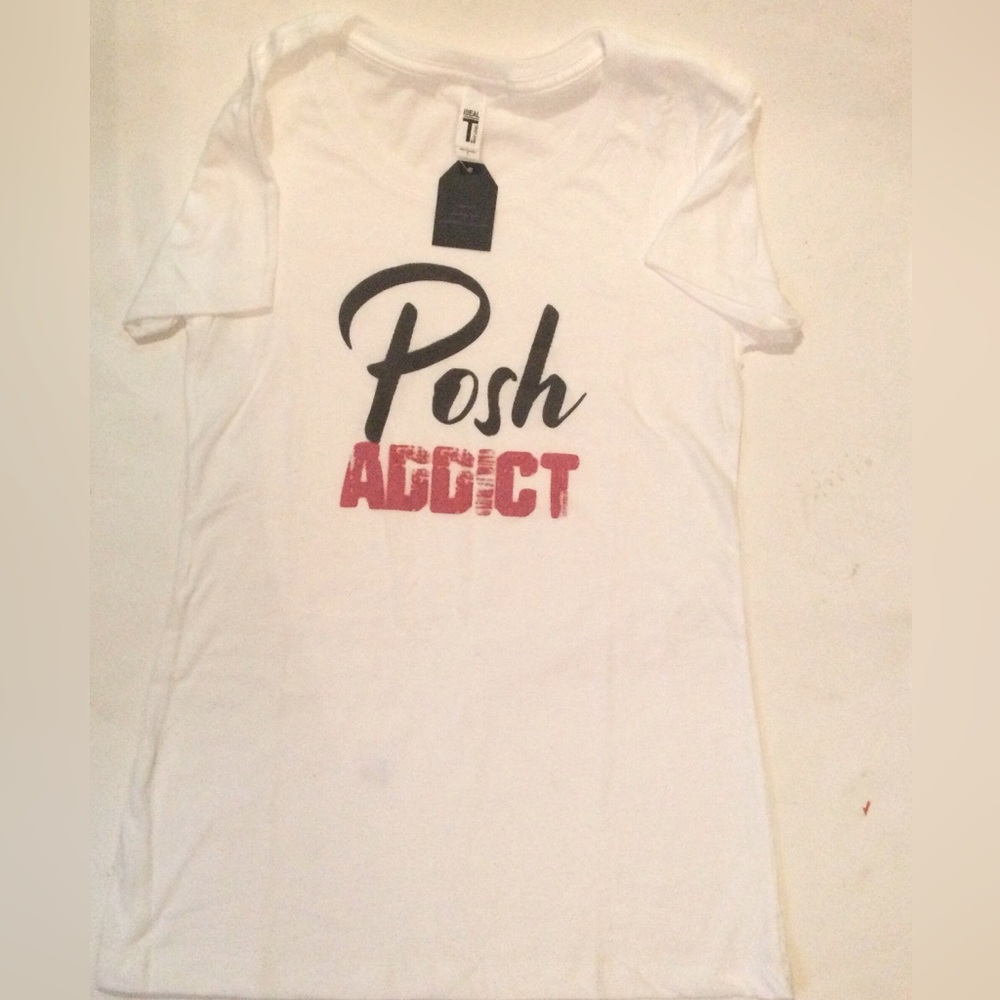 NEW POSH ADDICT White Short Sleeve Tee